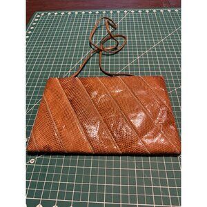 Vintage Genuine Snake Skin Clutch Purse With Strap